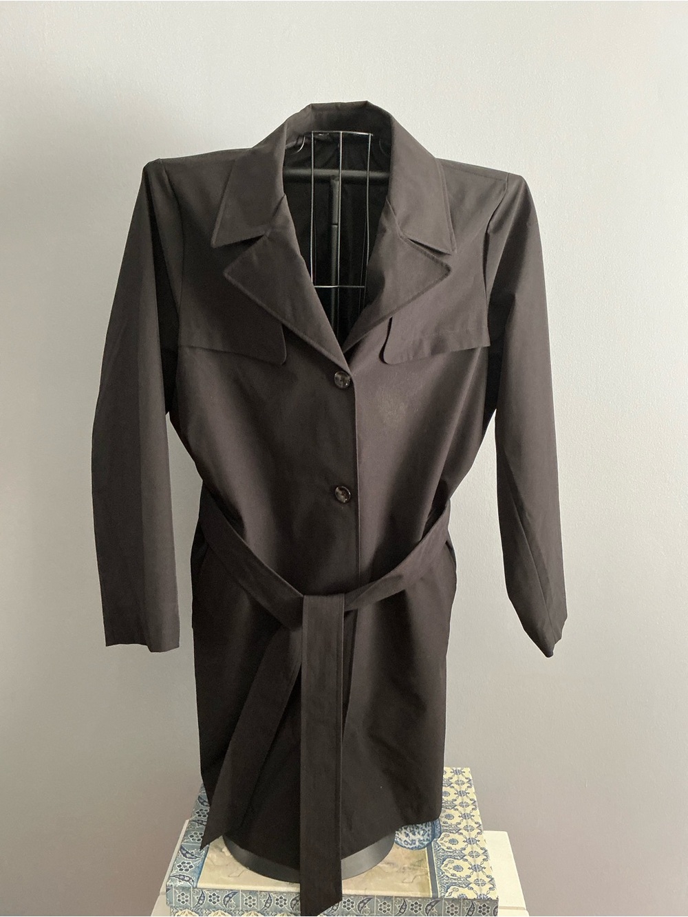 Women's Black Belted Trench Coat